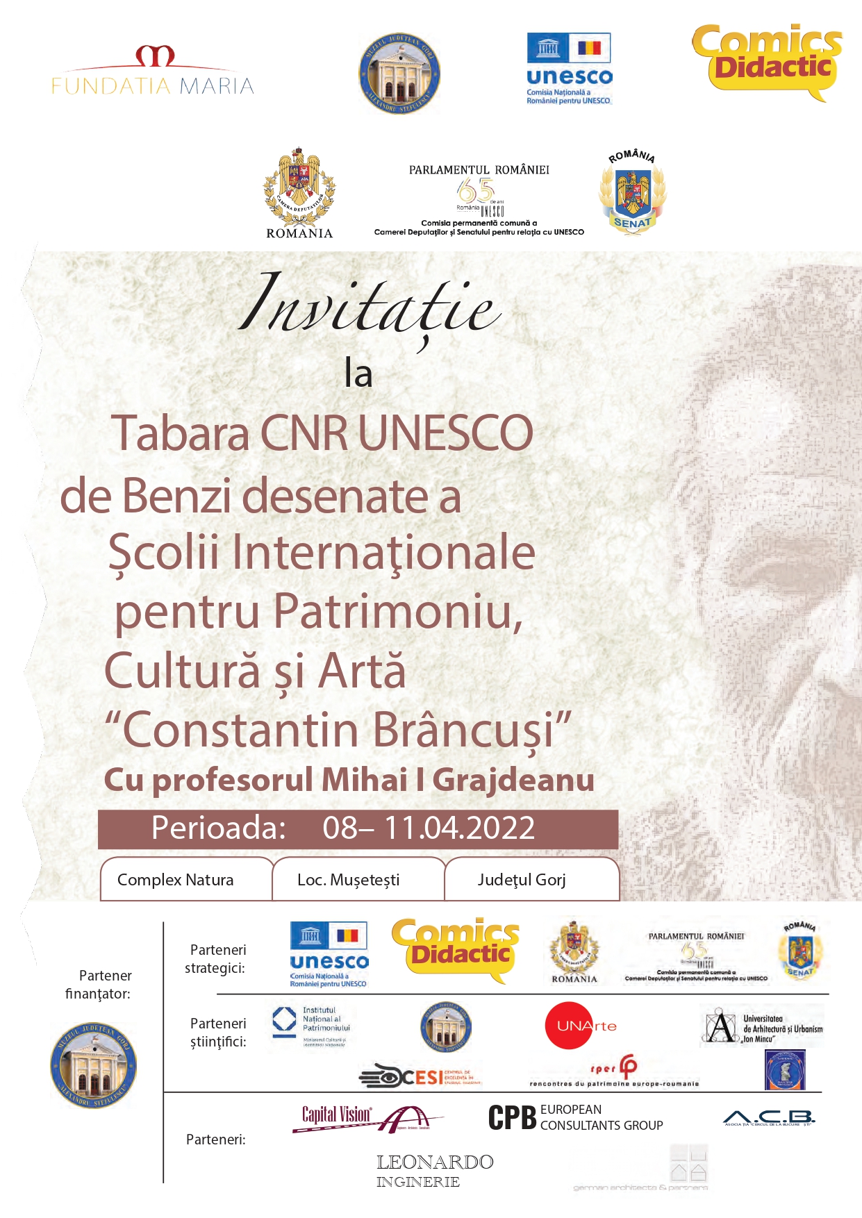 Se deschide cea de a treia ediție a a școlii internaționale pentru patrimoniu cultă și artă „Constantin Brâncuși”