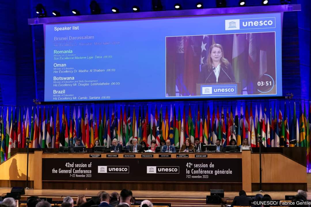 Declarația de țară susținută de ministrul Ligia Deca, Președintă a CNR UNESCO, șefa Delegației României la cea de-a 42a Conferință Generală UNESCO 
