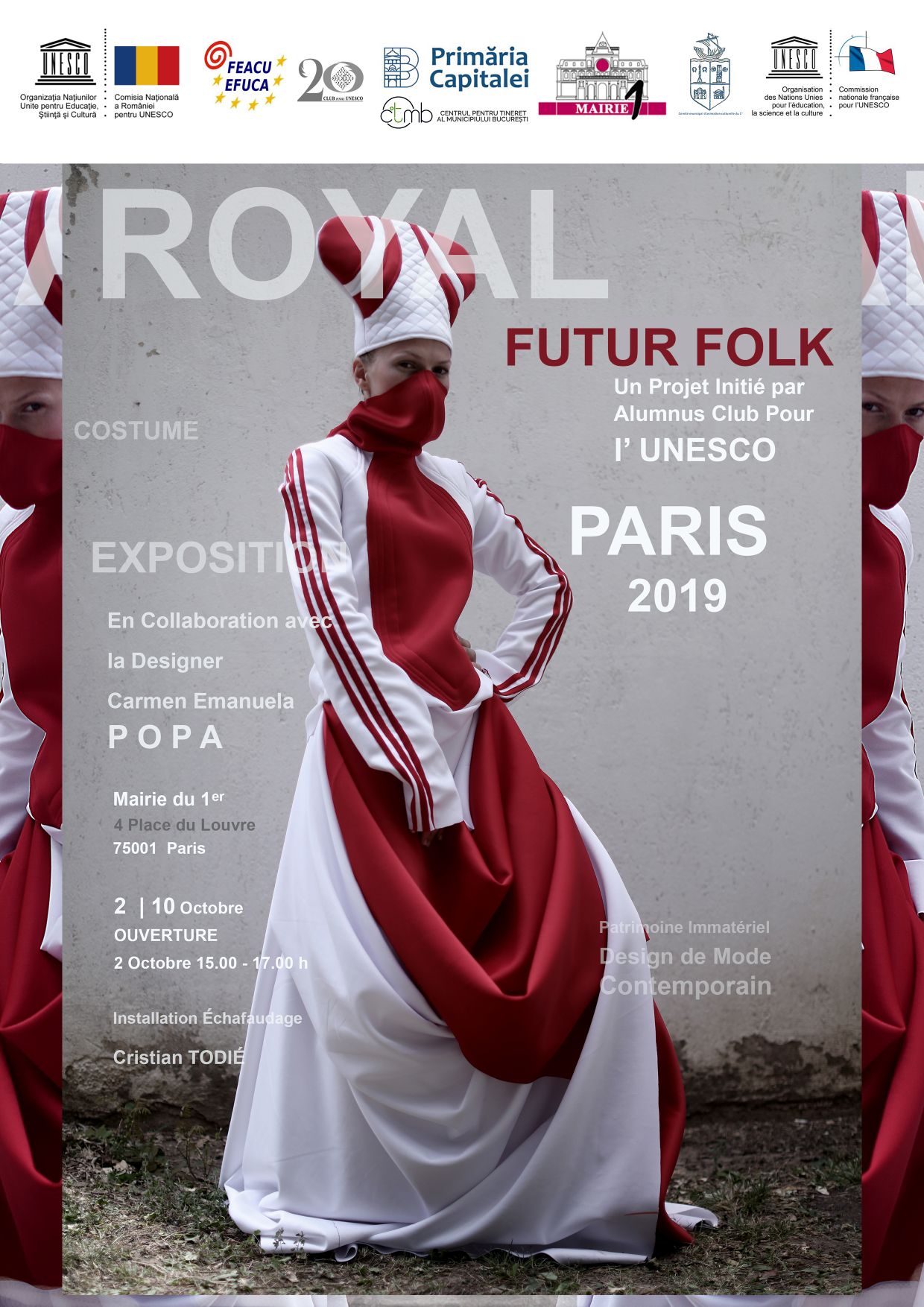 Expoziția de design vestimentar “Futur Folk. Costume Royal” by Carmen Emanuela Popa se dezvăluie la Paris în perioada 2 – 10 octombrie